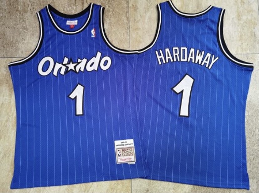 Orlando Magic Penny Hardaway Blue Pinstriped basketball retro jersey