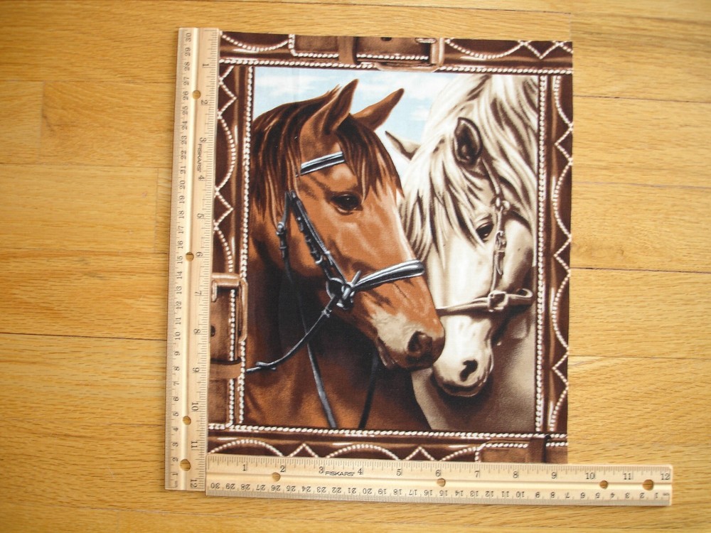 Horses  Auburn And Ash  Cotton Quilt Fabric Block 9 3/4