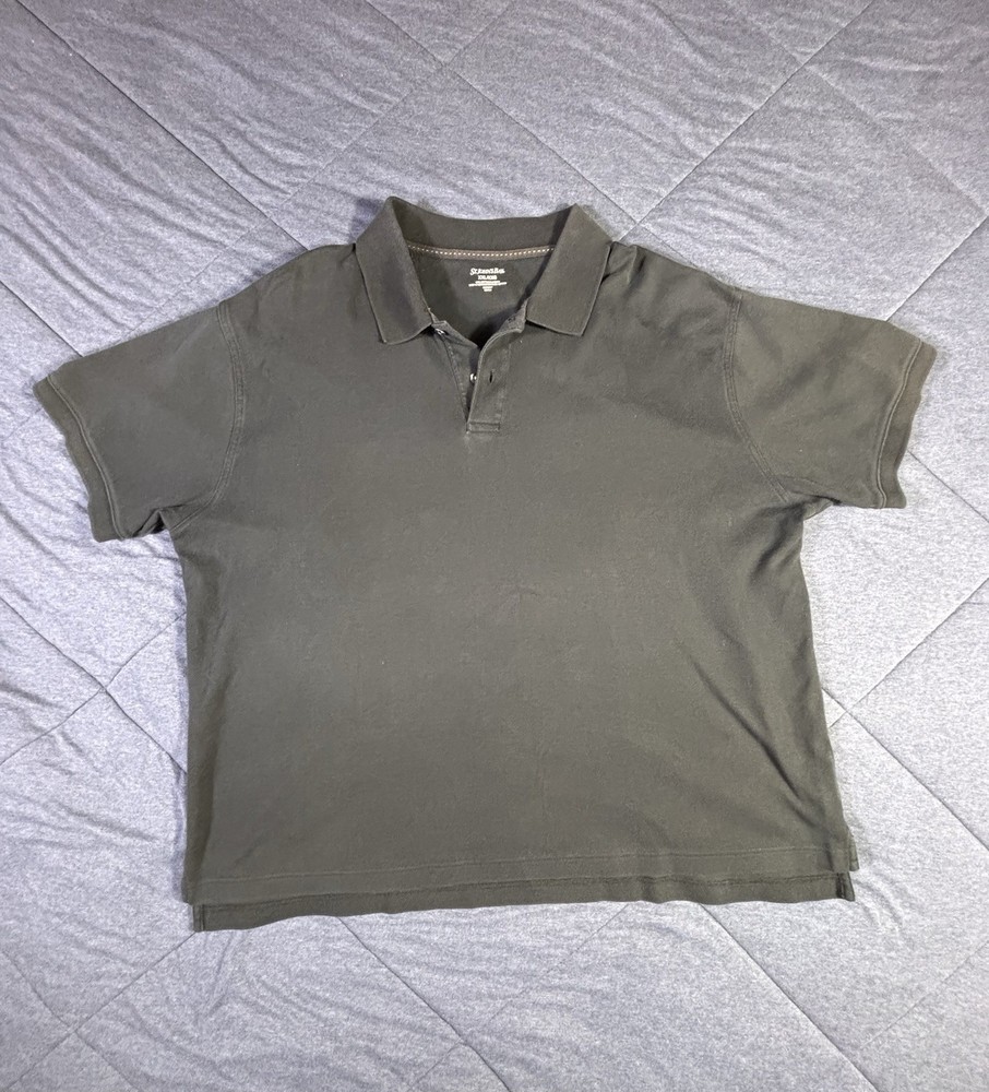 St. Johns Bay Mens Size XXL Black Short Sleeve 100% Cotton Polo Shirt Preppy