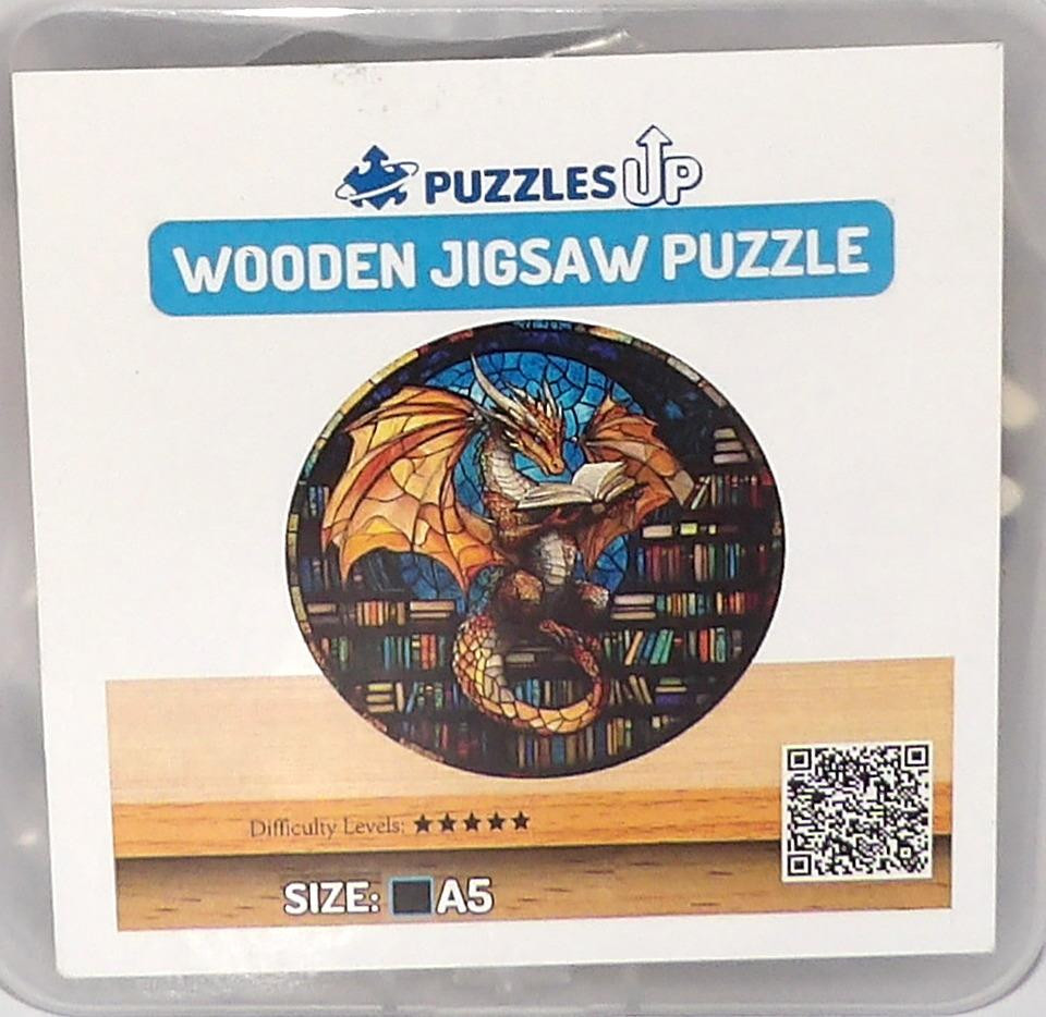 PuzzlesUP Wooden Jigsaw Puzzle STAINED GLASS DRAGON Small 5.3