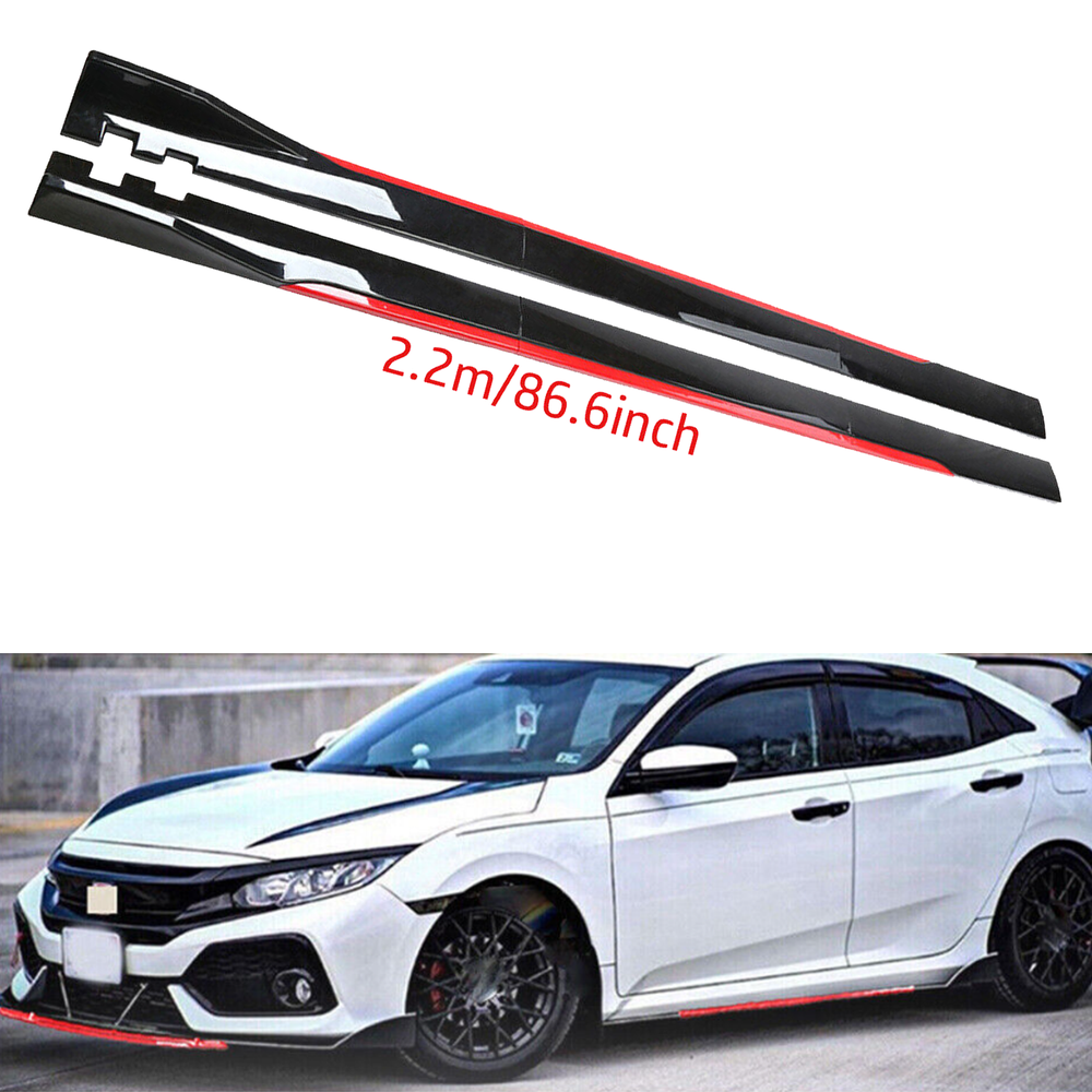 For Honda Civic Side Skirt Extension Body Kit Splitter Spoiler Glossy Black