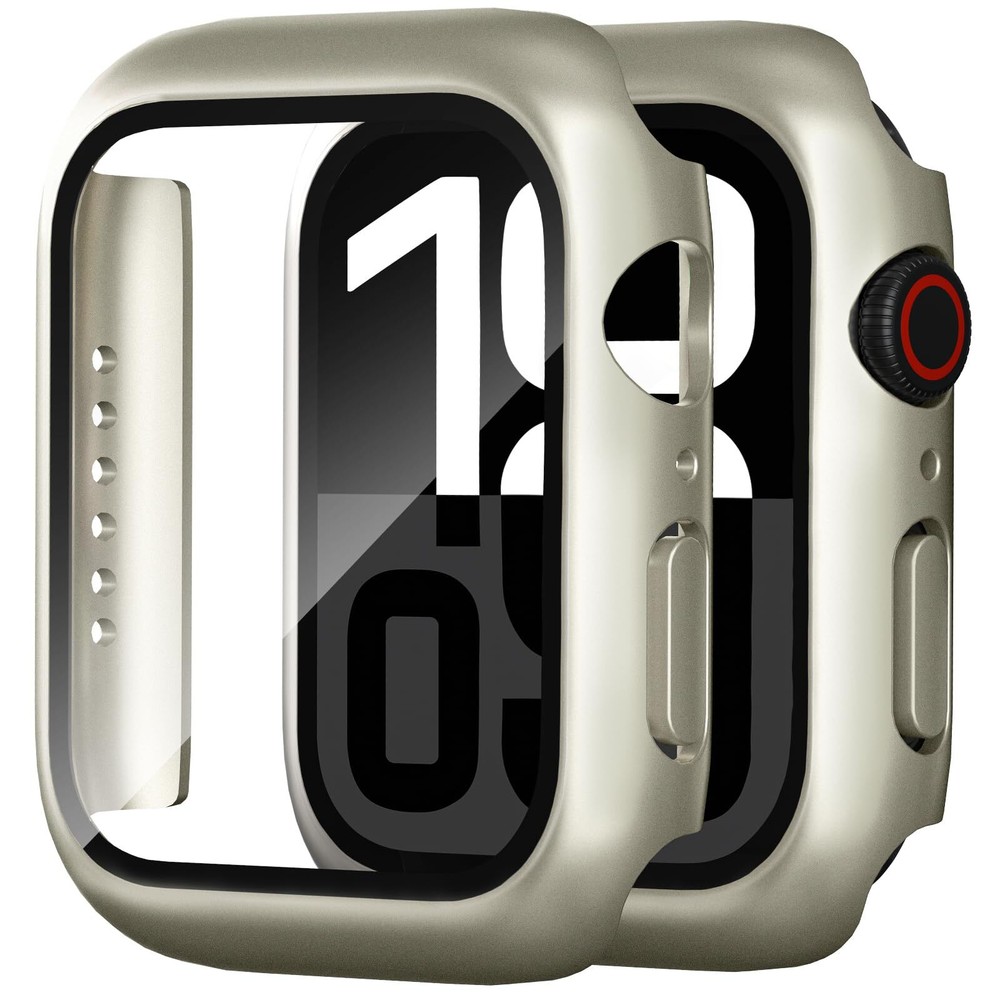 Foamia 2 Pack Case for Apple Watch Screen Protector, Hard PC Case with Tempered