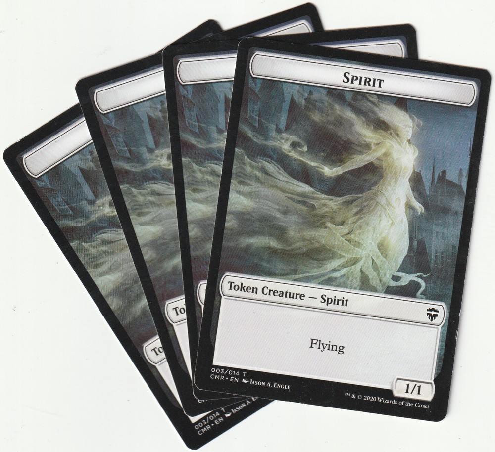 4 MTG SPIRIT Tokens CMR/EN Playset NM/EX Condition