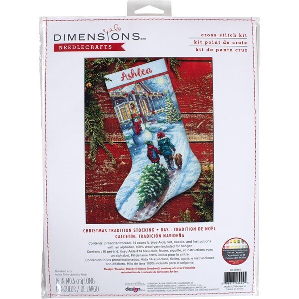 Christmas Tree Snowy House Cross Stitch Stocking Kit 08995