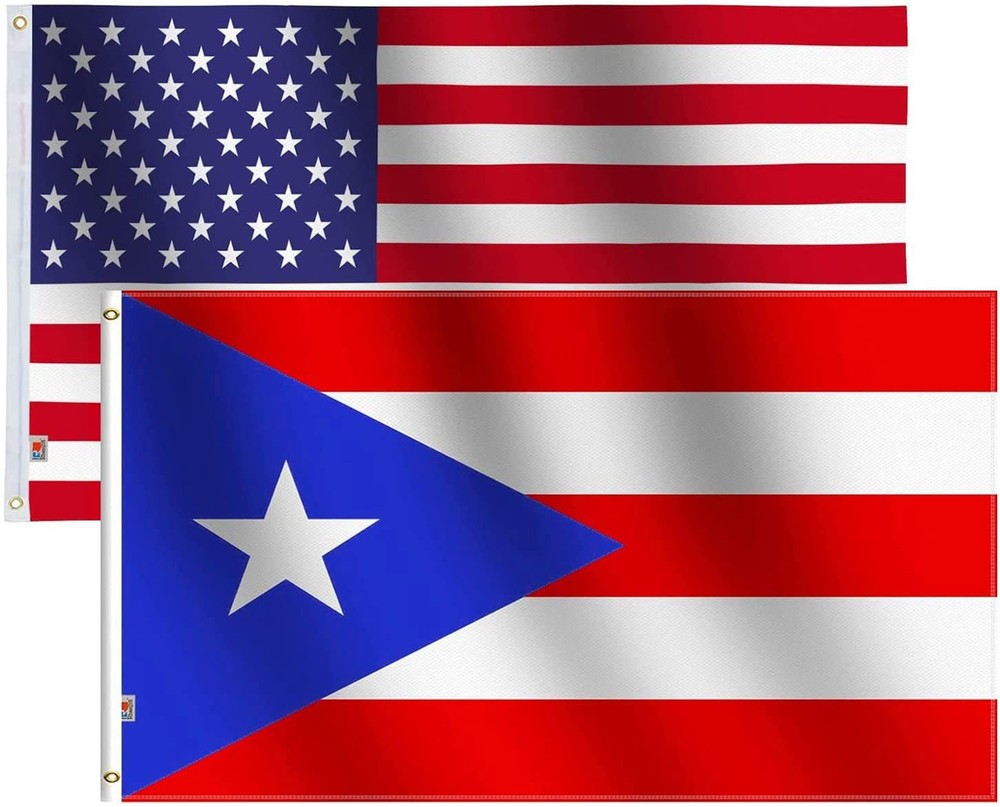 2-Pack USA & Puerto Rico Flags 3x5 Ft - Durable Indoor/Outdoor Double-Sided
