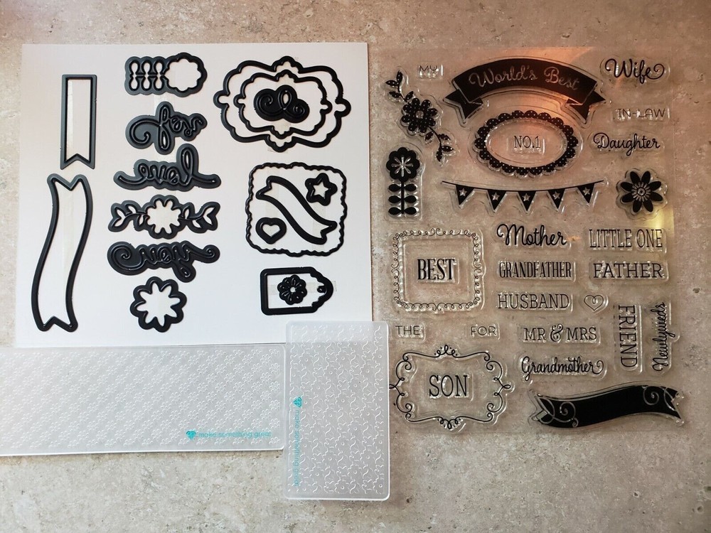 Diamond Press Stamp, Die, and Embossing Folder Set - Family & Friends