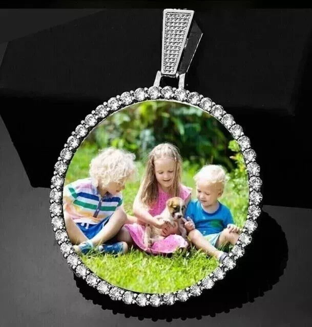 2.20Ct Round Cut Lab Created Moissanite Customize Memory Frame Picture Pendant
