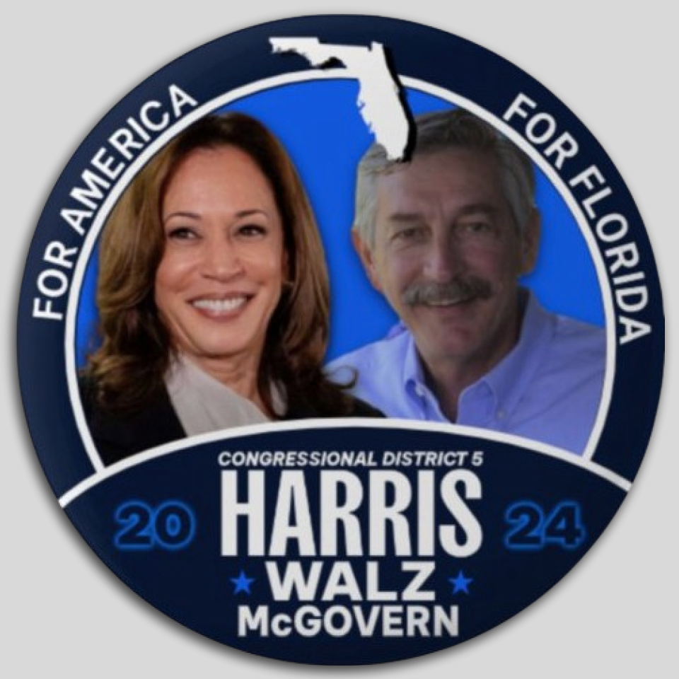 Kamala Harris Jay McGovern Congress Pin Button Jugate Florida Democrat Pres