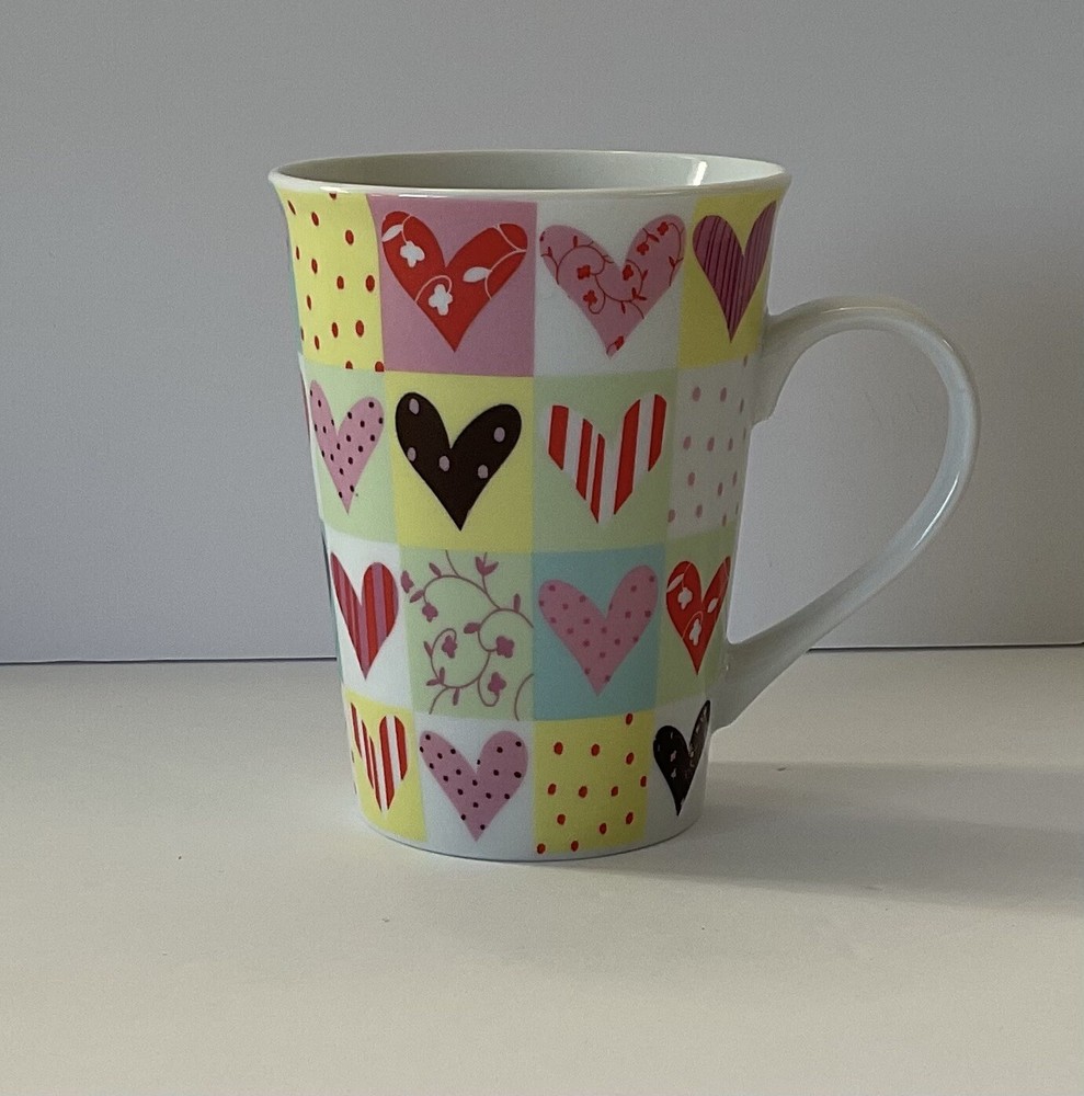 Boston Warehouse Trading Corp Heart Valentine Porcelain Mug / Cup Colorful 2006