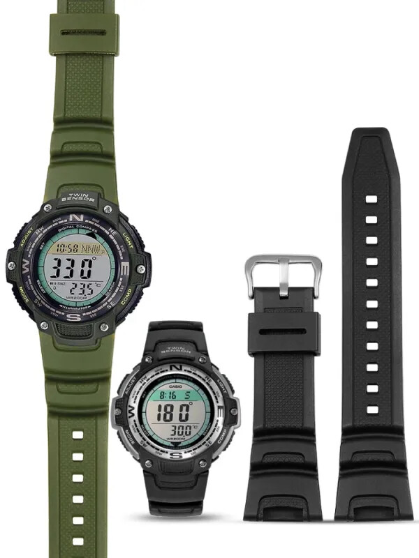 Waterproof 24mm Resin Silicone Watchband for Casio SGW-100-1V SGW100B SGW3157