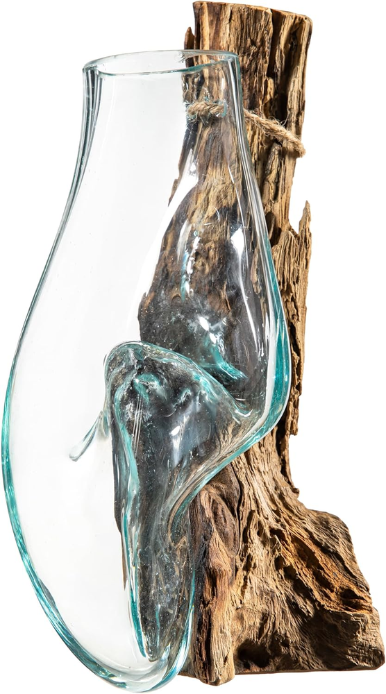 Wall Mounted Molten Glass Terrarium on Driftwood Indoor Wall Planter