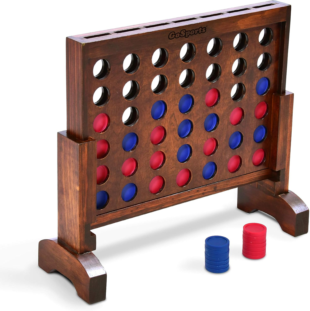1 Foot Wide Premium 4-in-a-Row Game in Classic White or Dark Stain Finish