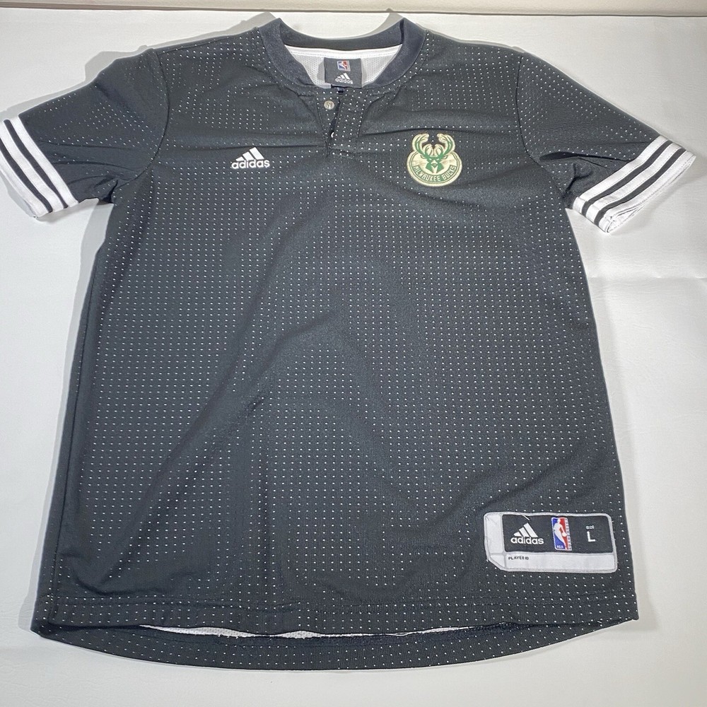 NBA Milwaukee Bucks Black Adidas Shooting Warm-Up Shirt Size L