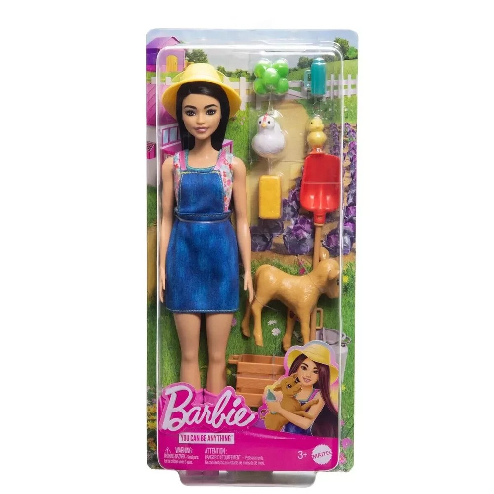 Barbie Career Farmer Doll Farmer on The Farm with A Calf and Accessories HRG62