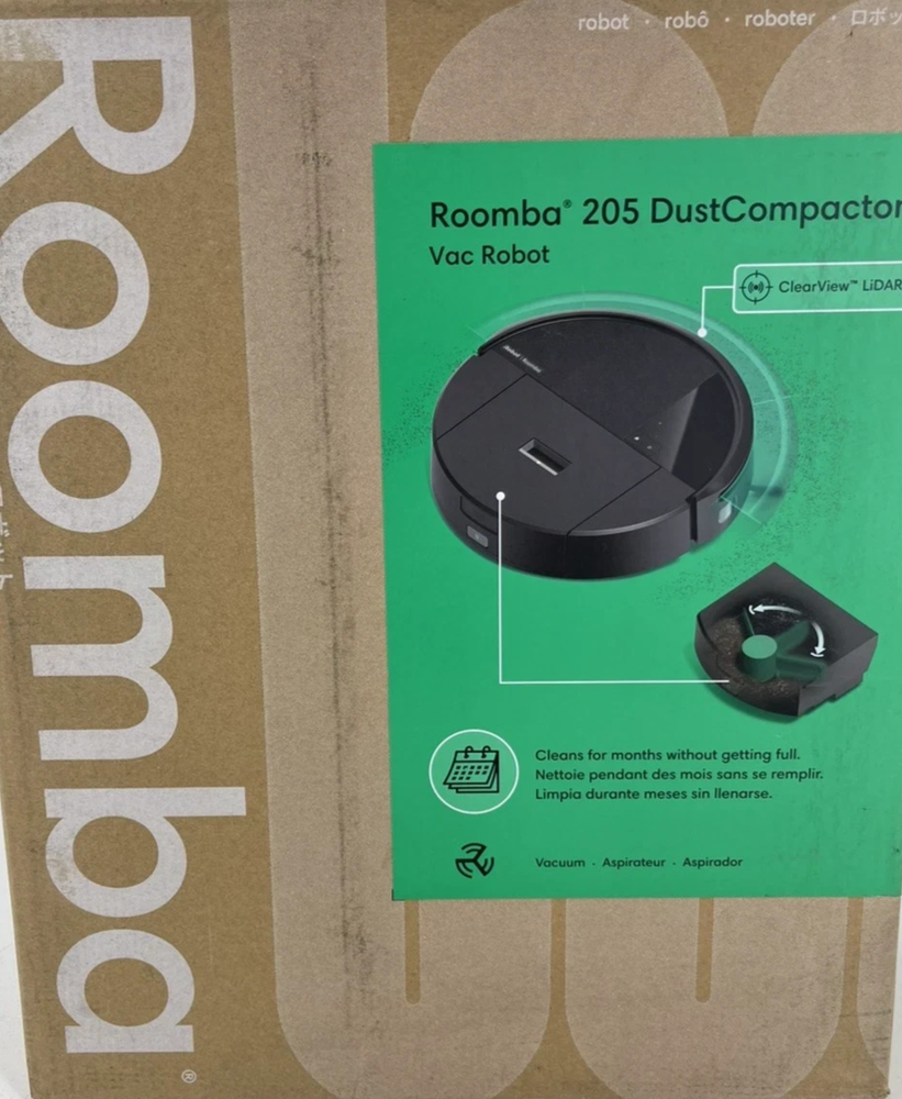 iRobot Roomba 205 DustCompactor Robot Vacuum – Auto-Compacts Dirt, LiDAR