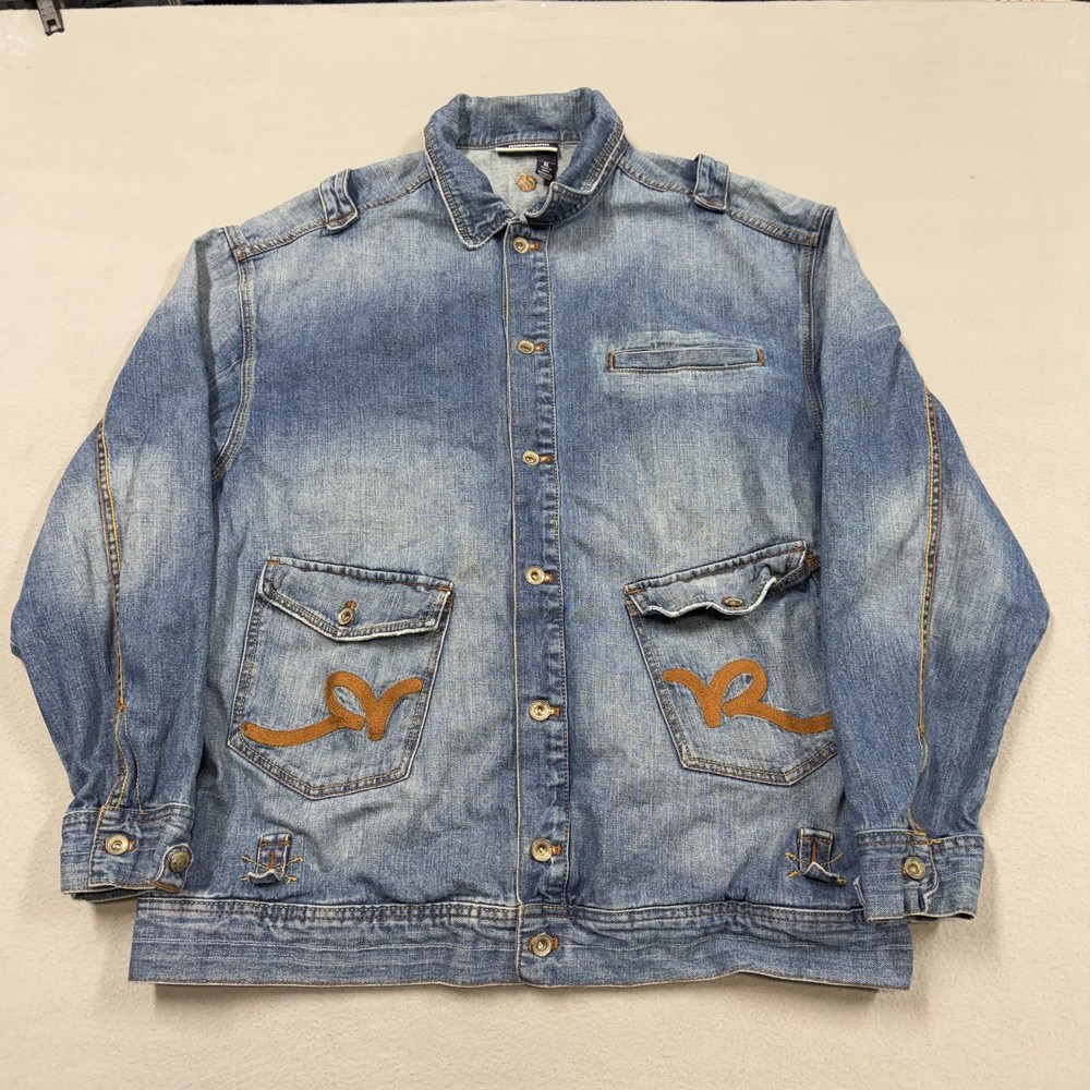 Rocawear Jacket Mens XL Blue Denim y2k baggy hip hop skater streetwear vintage
