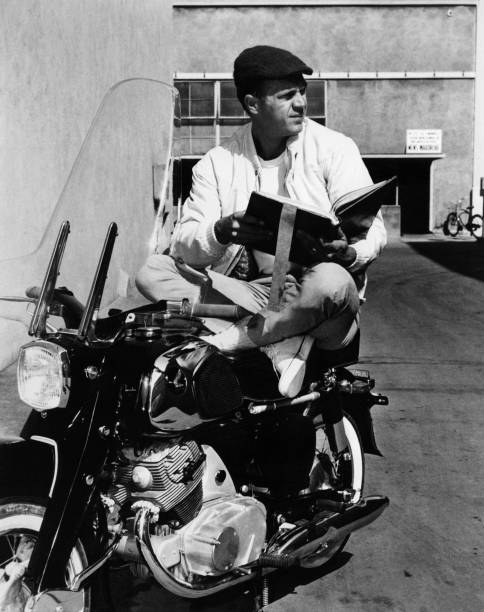 Steve McQueen Iconic image capturing The King of Cool reading scri- Old Photo