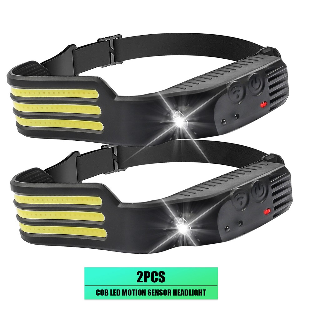 COB + LED Rechargeable Headlamp Headlight Torch Work Light Head Band Lamp 6000K