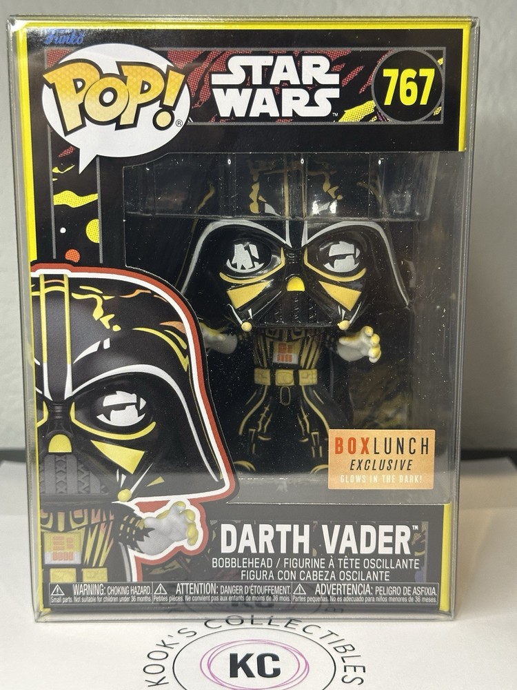 Funko Pop! Star Wars: Darth Vader (Retro) #767 Box Lunch GITD Excl. w/Protector