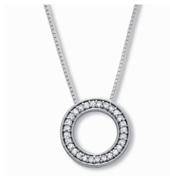.14 TCW DIAMOND STERLING SILVER CIRCLE NECKLACE 18