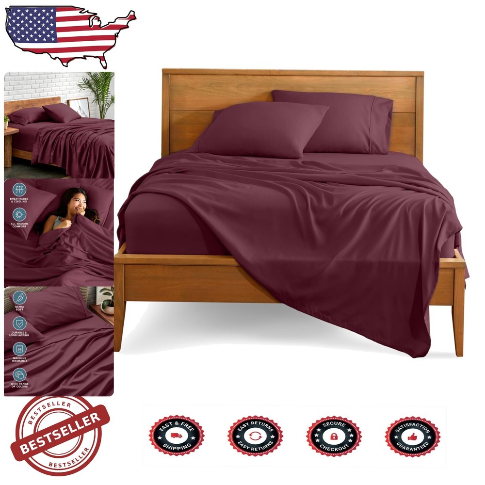 Luxury Burgundy King Sheets - Ultra-Soft Hotel Quality with 15-Inch Deep Pocket