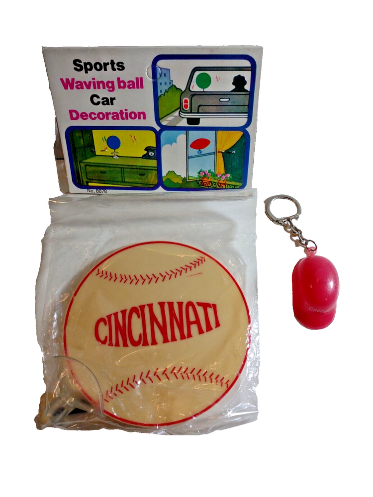 Cincinnati Reds Baseball Waving Ball Car Decoration Plus Plastic Keychain