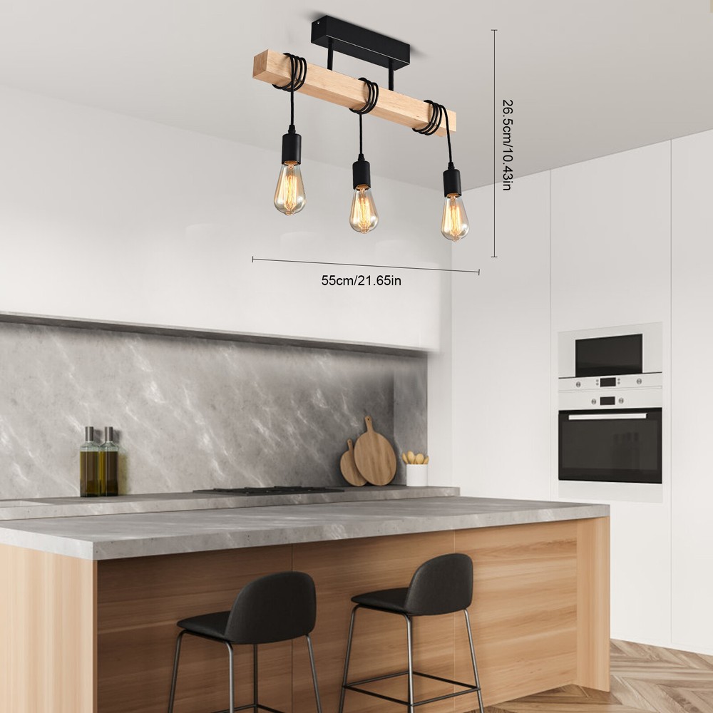 Modern Rustic Ceiling Lamp Indoor Kitchen Island Light Fixture Height Adjustable