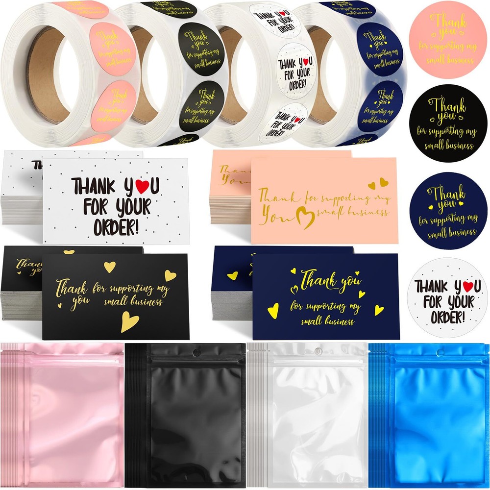 Leelosp 2280 Pcs Christmas Thank You Cards and Stickers Small Business Packag...