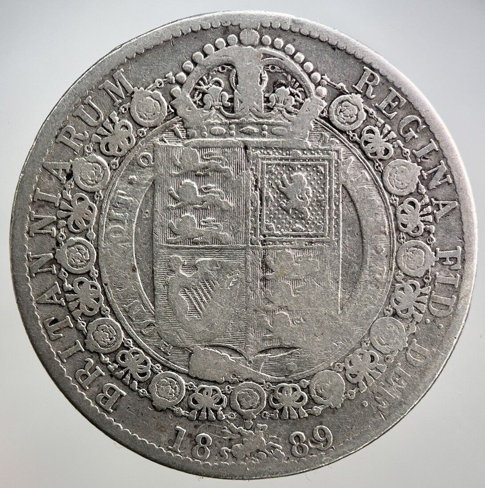 1889 Victoria Half-Crown Silver Coin in Fair Condition
