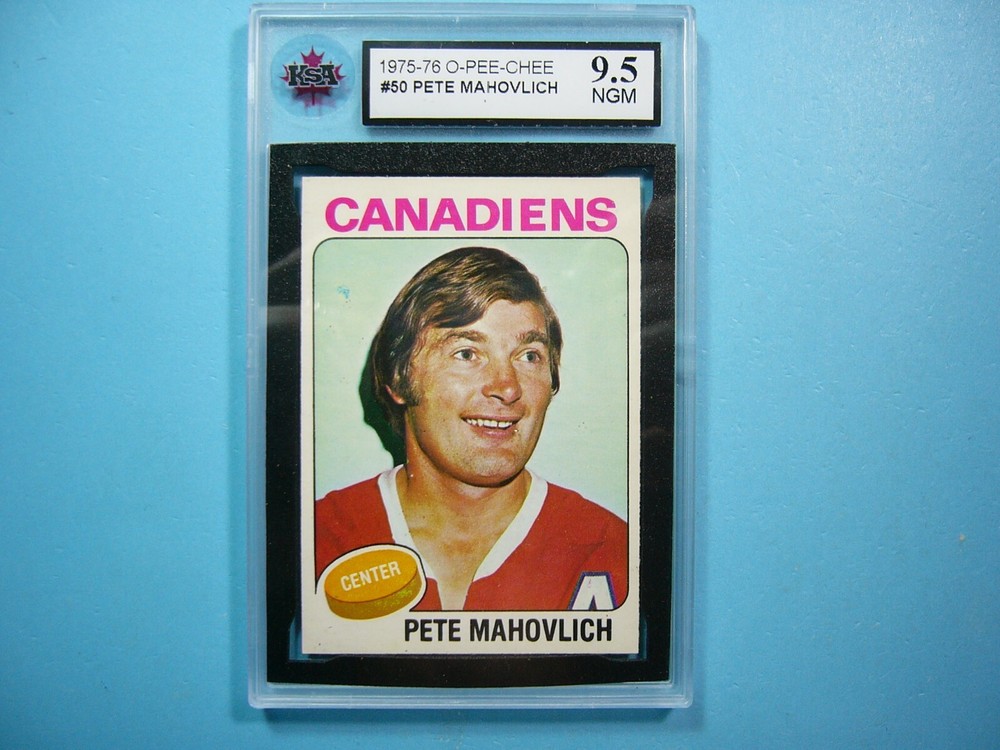 1975/76 O-PEE-CHEE NHL HOCKEY CARD #50 PETE MAHOVLICH KSA 9.5 NEAR GEM MINT OPC