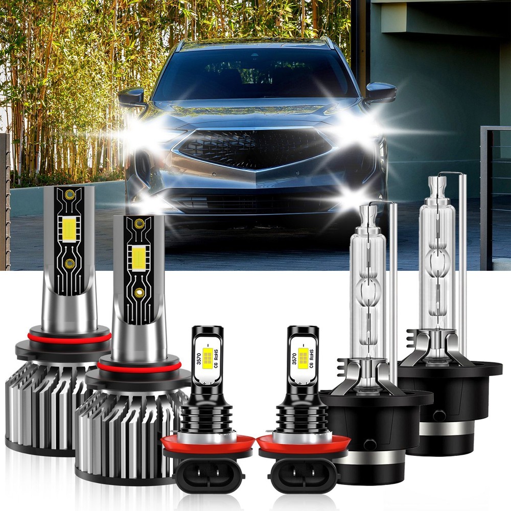 For Acura MDX 2007-2013 6x LED Headlight High Low Beam + Fog Light Bulb Kit