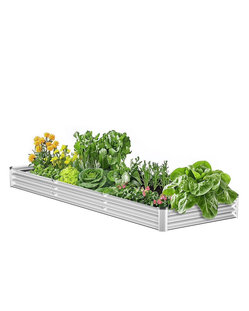 Metal Raised Garden Bed 12x4x1 ft Outdoor Galvanized Planter Box Silver