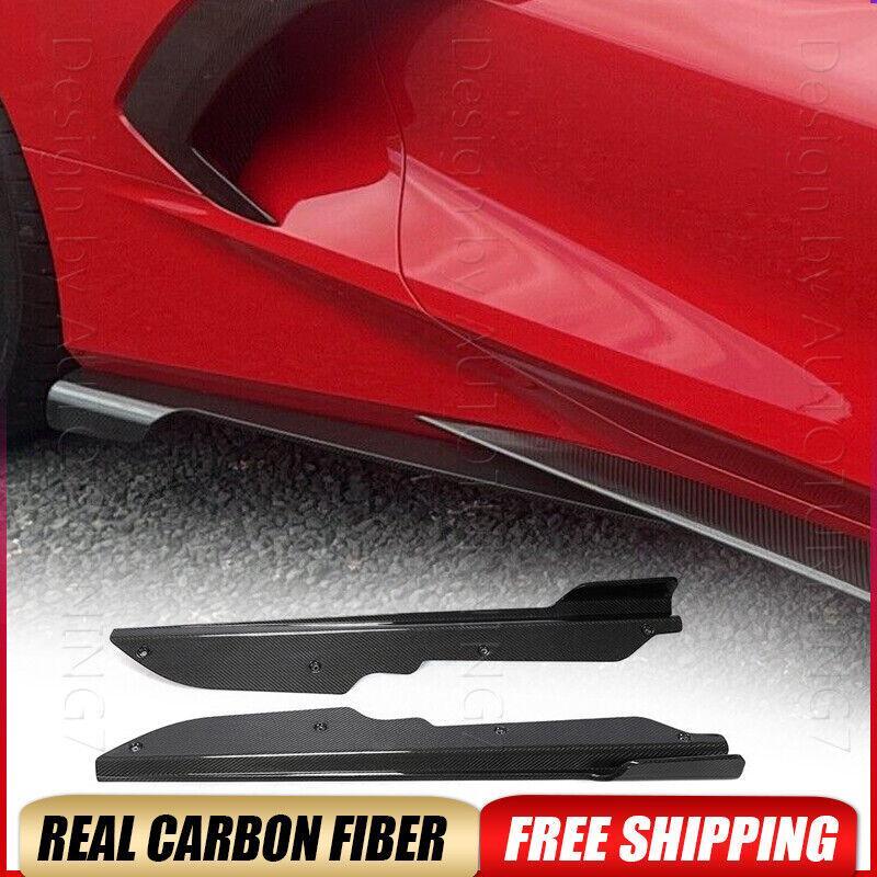 REAL Carbon Side Skirt Extension Splitter For Chevrolet Corvette Stingray C8 20+