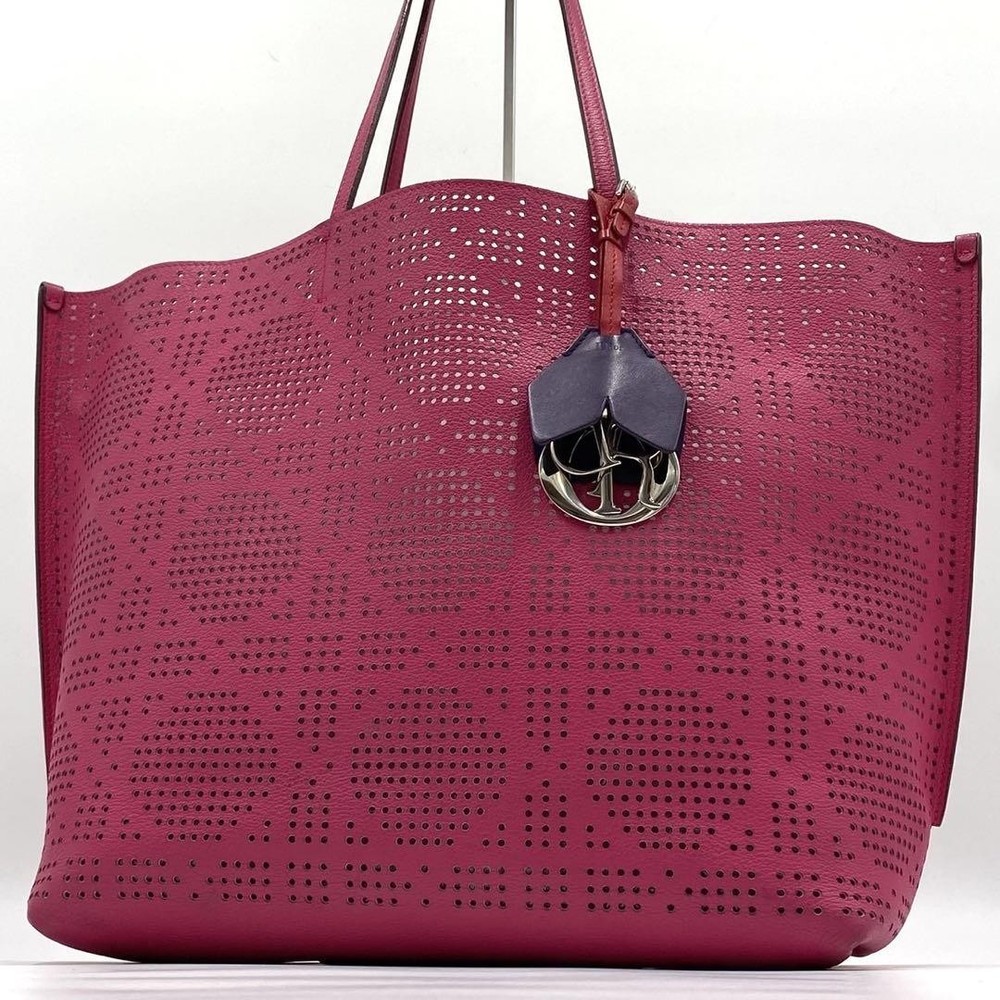Dior Canage Leather Tote Bag in Pink A4 Size Pre-Owned