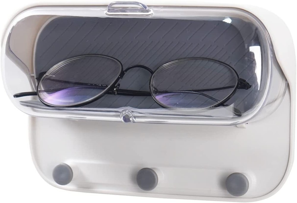 Self-Adhesive Wall Mount Storage Box with Hooks for Glasses Keys and More