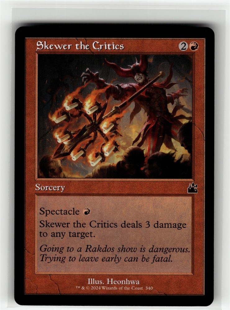 SKEWER THE CRITICS (RETRO FRAME) Ravnica Remastered #340 RVR(NM+)(MTG)