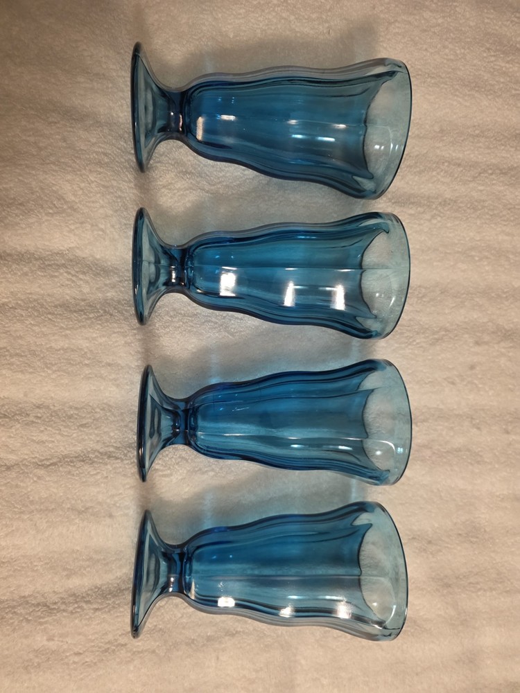 Blue Dessert Glass Milkshake /Parfait Sundae Anchor Hocking Vintage