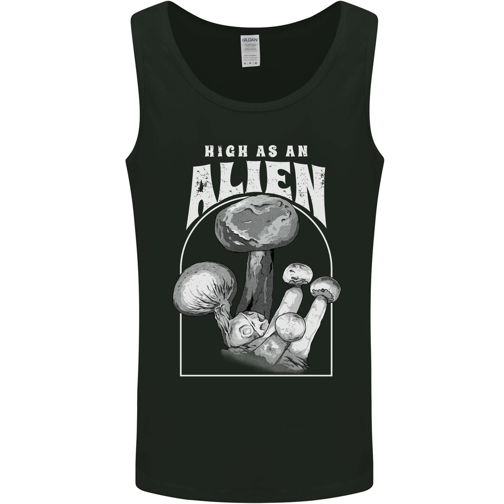 High as An Alien Magic Mushrooms LSD Trippy Mens Vest Tank Top