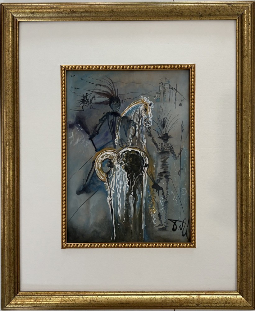 Salvador Dali Watercolor / gouache on Paper 1904 -1989 In style of  Hand Signed