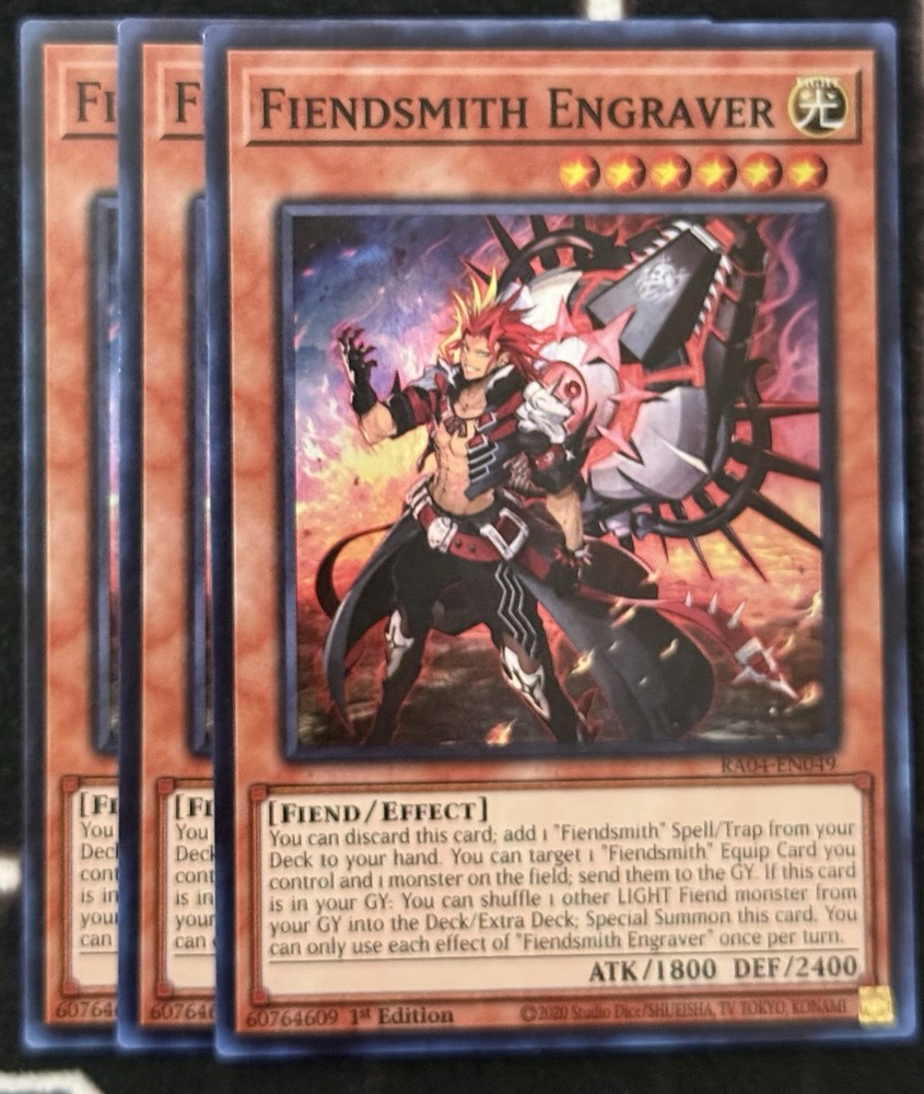 YuGiOh Fiendsmith Engraver Super Rare RA04-EN049 NM 3x Playset