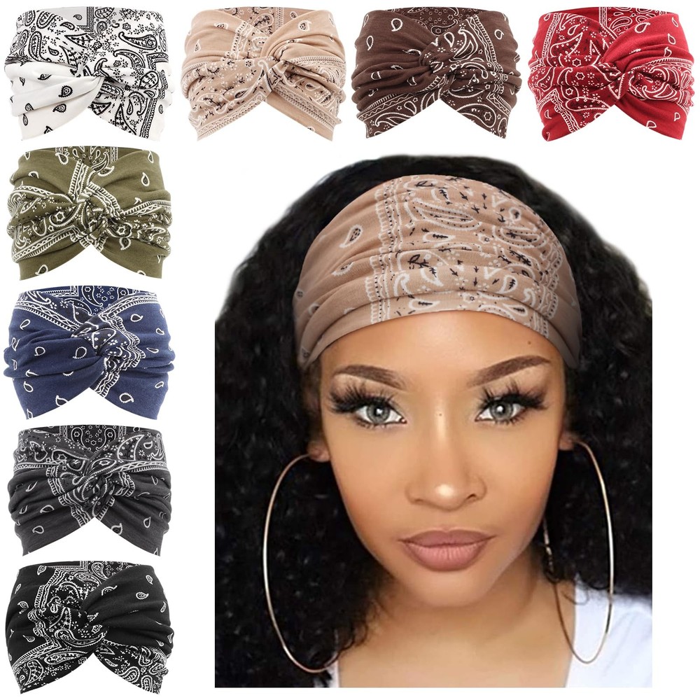 Extra Wide Headbands for Women Large Turban Headband Non Slip Boho Elastic Ha...