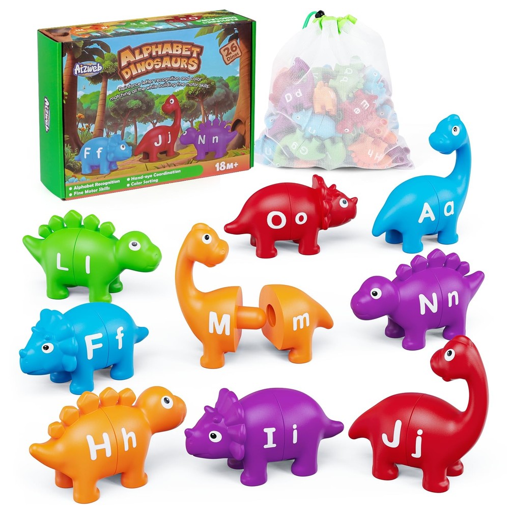 Alphabet Learning Toys,Dinosaur Color Sorting Matching Letter Game for Toddle...