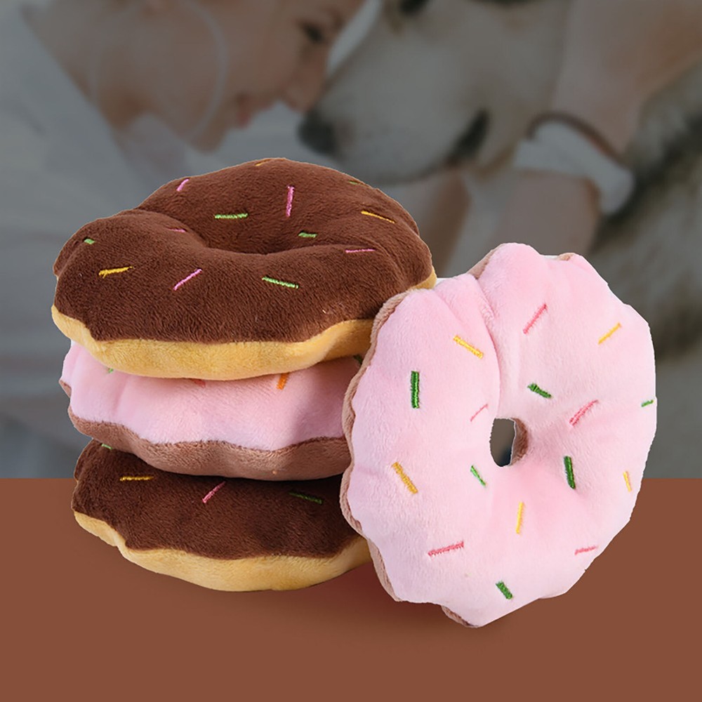 Dog Donut Toys Bite Resistant Teeth Grinding Relieve Boredom Cartoon Cute