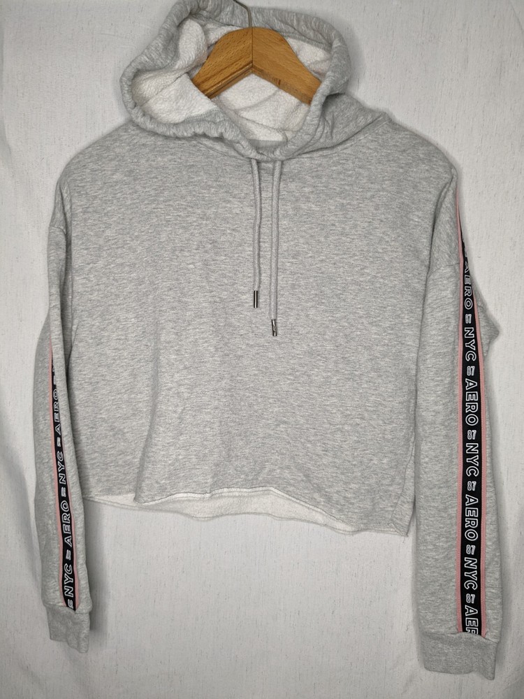 AEROPOSTALE Grey Crop Top Athletic Hoodie Sweater XS