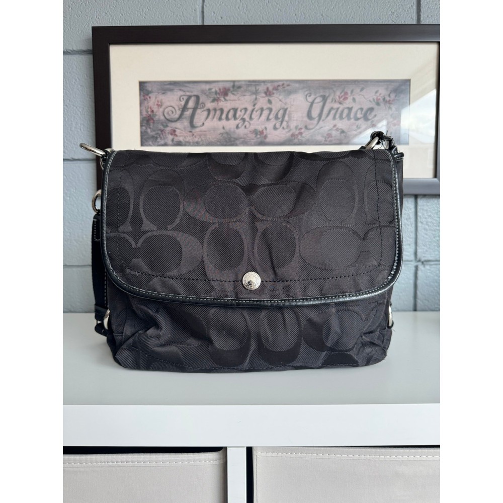 Coach Kyra Black Y2K Jacquard Messenger Crossbody Bag