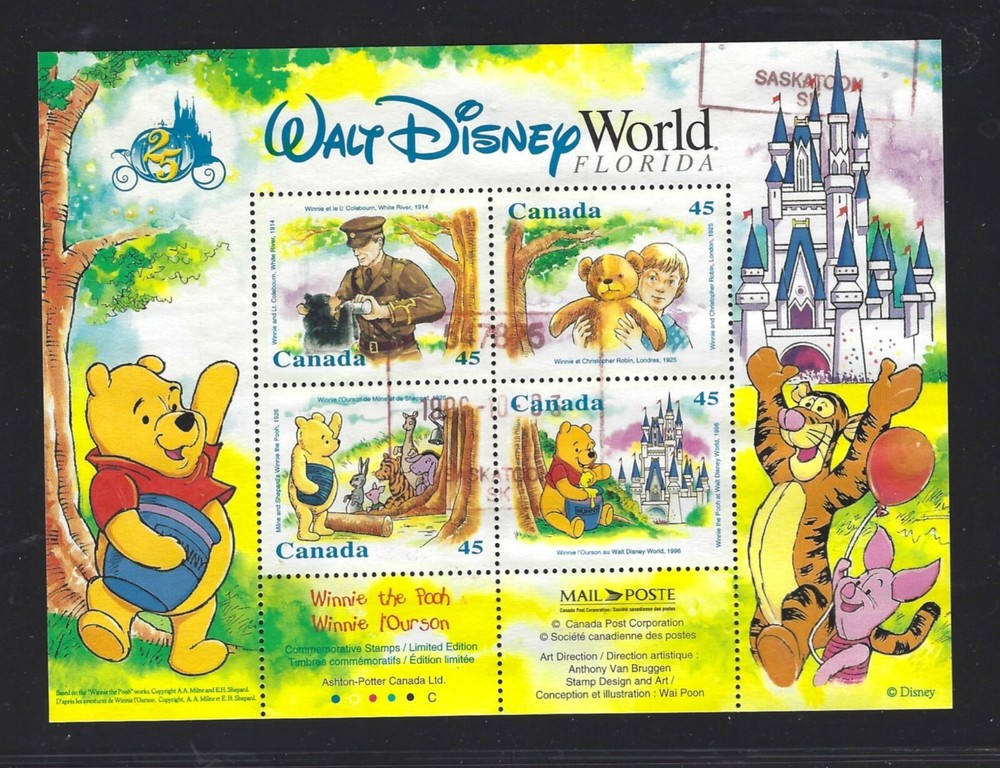 Canada 1996 Disney Winnie the Pooh #1621b Used Souvenir Sheet