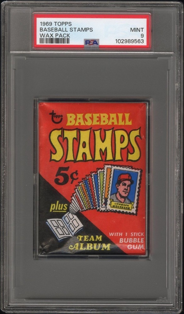 1969 Topps Baseball Stamps Unopened Wax Pack PSA 9 Mint Condition