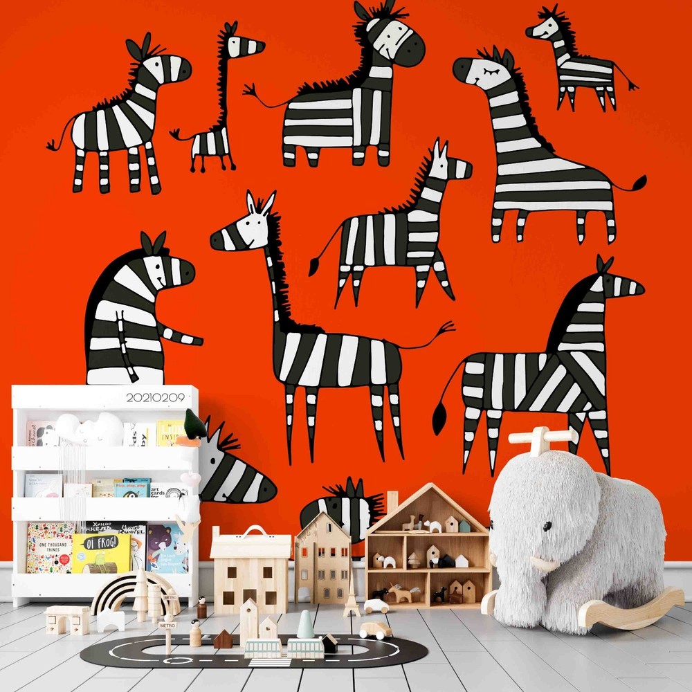 3D Zebra Cartoon Illustration Wall Murals Wallpaper Murals Wall Sticker