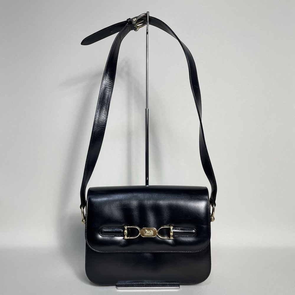 Celine Black Leather Shoulder Bag 2502-67 Carrier