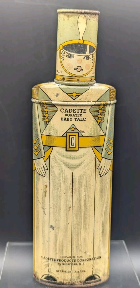 1930s Vintage Cadette Baby Powder Tin Toy Soldier Design Collectible